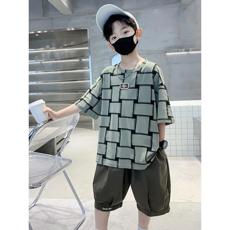 男童夏装套装2025新款儿童洋气酷帅气时髦男孩夏季网红炸街短袖潮