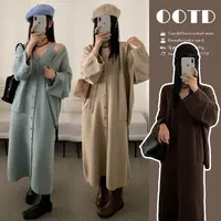 时尚孕妇秋冬新款韩版中长款针织开衫吊带连衣裙长款套装