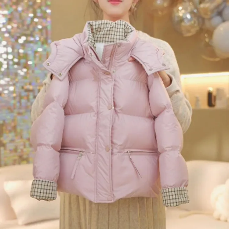 【免洗】女童羽绒棉服中大童拼色中大童棉衣加绒外套冬装pu皮