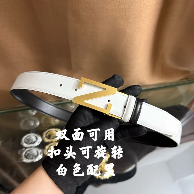 新款男士皮带百搭高档休闲Z字母牛皮腰带青中老年时尚商务年轻潮
