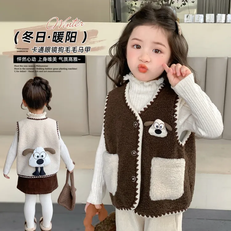 女童加厚马甲秋季2025新款儿童韩版保暖背心外套可爱宝宝时髦上衣