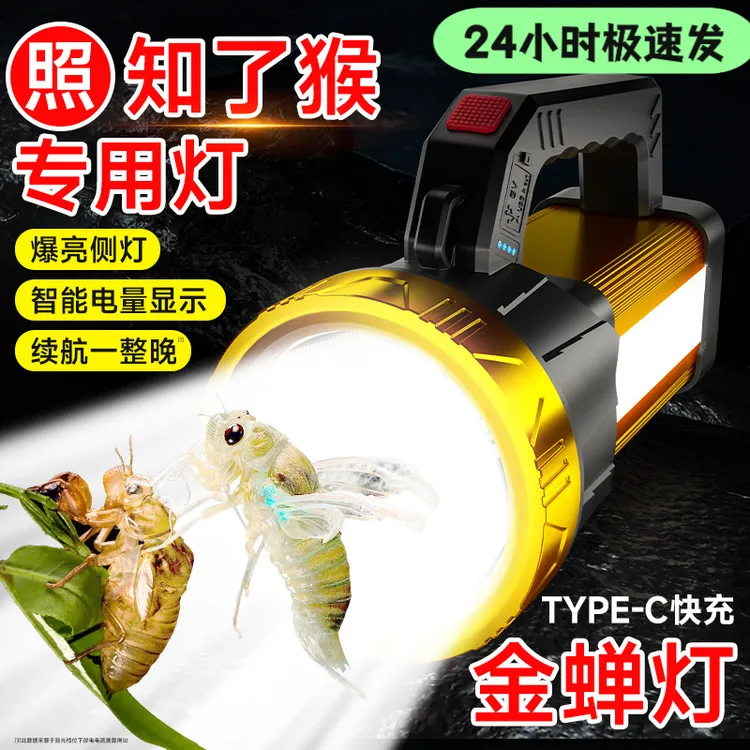 德国照知了猴专用手电筒强光充电户外超亮矿灯超长续航金蝉锂