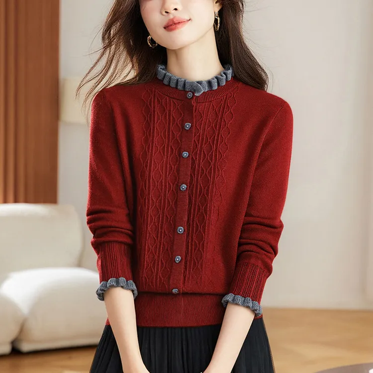 超好看内搭打底衫2025独特漂亮减龄小衫冬季木耳边毛衣女洋气高档