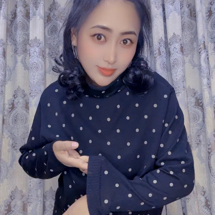 波点高领文艺针织衫女内搭百搭套头打底衫堆堆领上衣