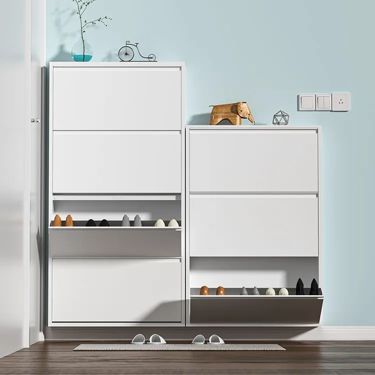 10cm超薄钢制翻斗鞋柜挂墙悬空小户型家用入户极窄鞋橱门口玄关柜