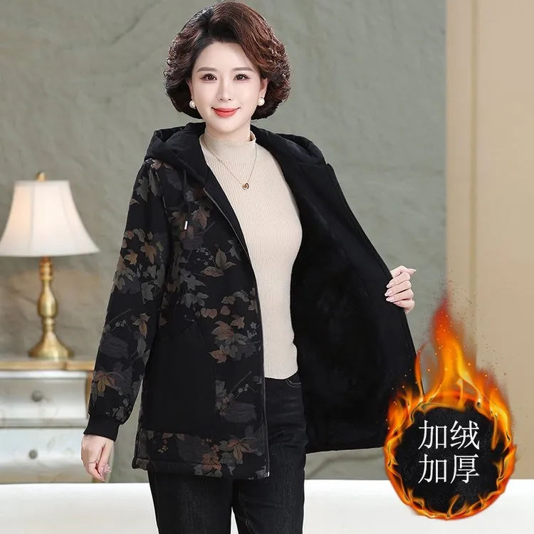 冬季新款中长款水洗牛仔休闲宽松遮肉显瘦款加绒加厚外套麦穗3098