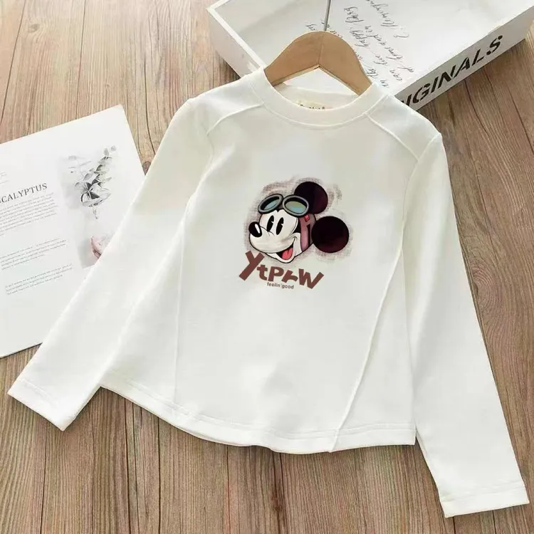 女童德绒打底衫内搭秋冬儿童洋气保暖秋衣圆领长袖中大童加厚上衣