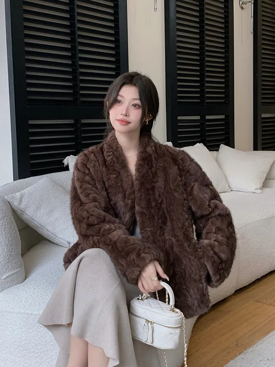 人造皮草 秋冬染尖环保小湖羊仿皮草外套女宽松气质毛绒绒上衣