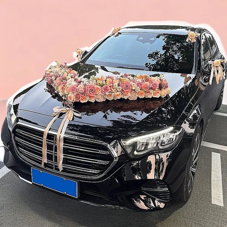 新婚车花车队车头花结婚礼彩带汽车副婚车仿真花吸盘喜字婚不伤车
