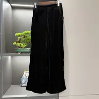 中式直筒裤气质中高腰秋季女装宽松阔腿裤6719