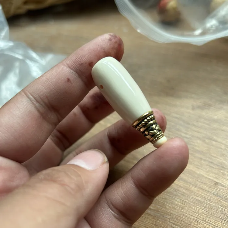 天然猛犸牙分体圆柱三通配饰三通海浪塔