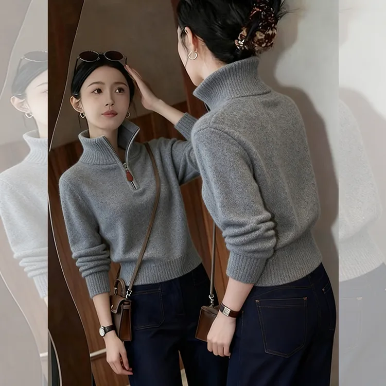 适合小个子厚款长袖毛衣女2025年秋冬新品时髦洋气显瘦针织衫上衣