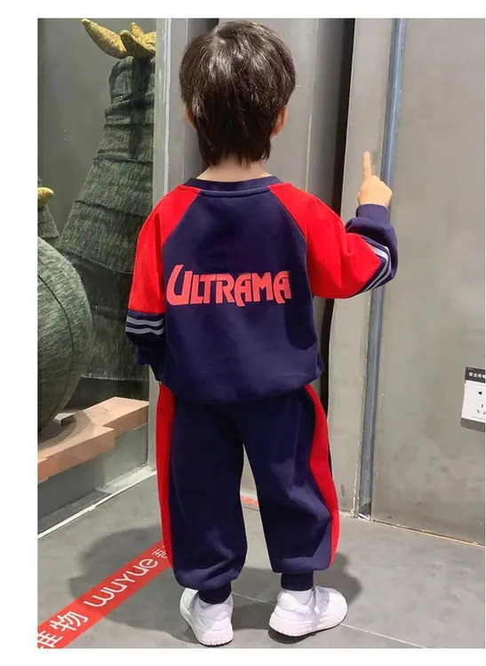 奥特曼男童春秋套装2025新款洋气宝宝秋季衣服儿童运动卫衣两件套