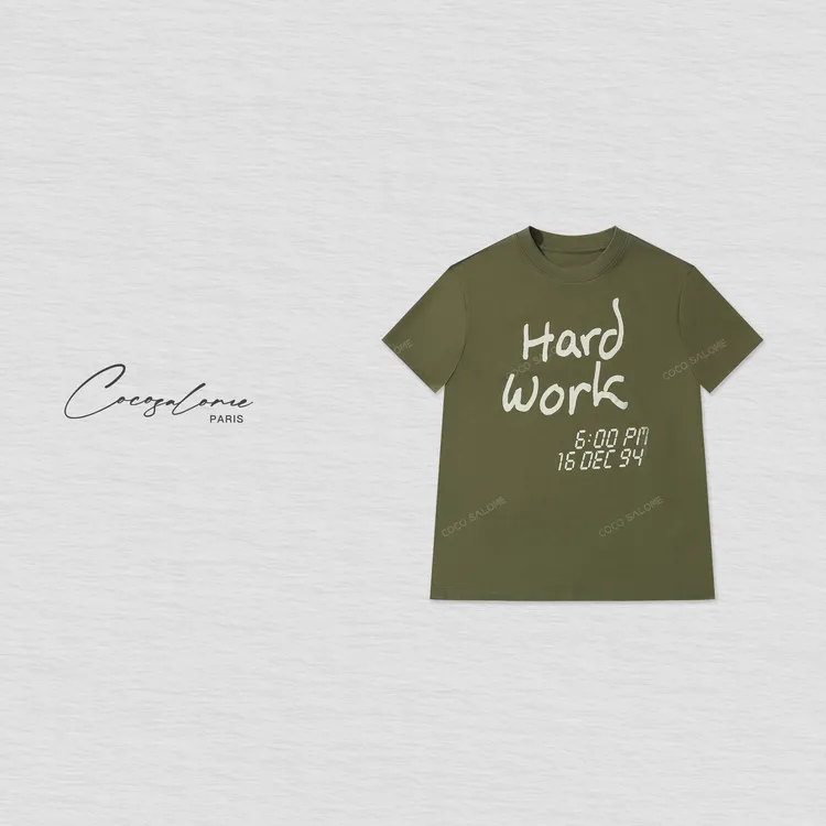 韩彬彬"绿豆"酵洗炒盐做旧斑驳肌理独家色透气柔肤定制T恤2364-2