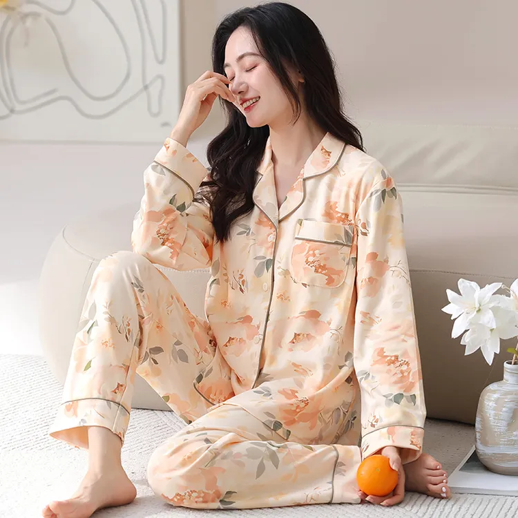 春秋季长袖睡衣女卡通可爱大码家居服宽松冬季休闲舒适可外穿套装