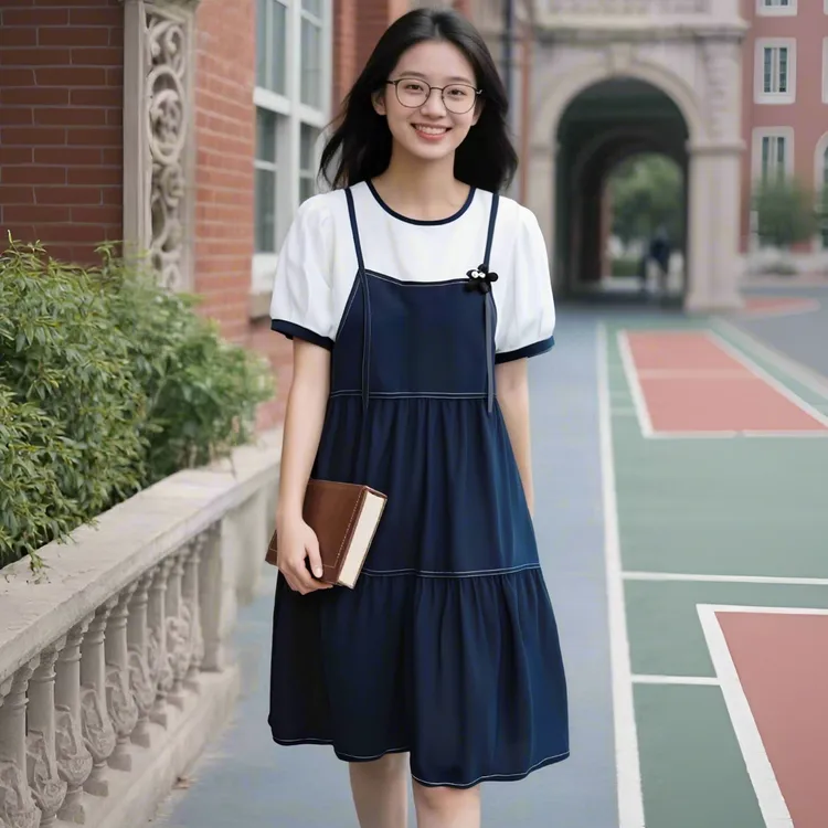 女童夏季长款连衣裙大童2025新款雪纺裙子超好看初中生法式高级感