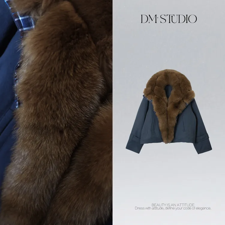 DEDM•STUDIO/冬季厚款保暖狐狸毛领派克90白鹅绒外套2511WT/BE037