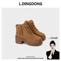 【刘叮咚女鞋】马丁靴短筒夏季交叉绑带冬季防脏女鞋防滑女靴
