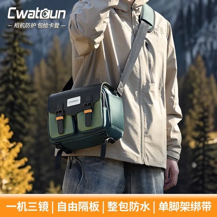 CADeN卡登日系撞色单肩相机包 佳能户外休闲摄影包专业斜挎单反包