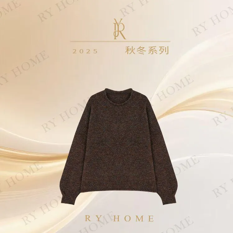 【容雨RYHOME】100绵羊毛卷边泡泡袖毛织套头衫253M3180