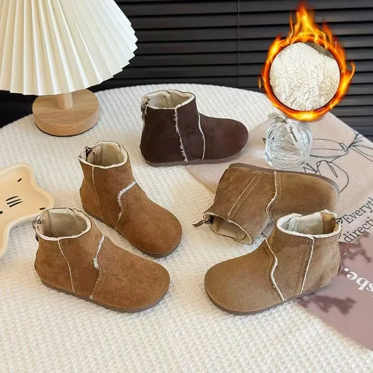 儿童靴子2025秋冬新款韩版童鞋男女童软底短靴百搭宝宝勃肯靴子c