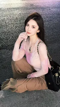 程北北【彩虹星球】晕染假两件上衣/卡其色腰带工装阔腿裤