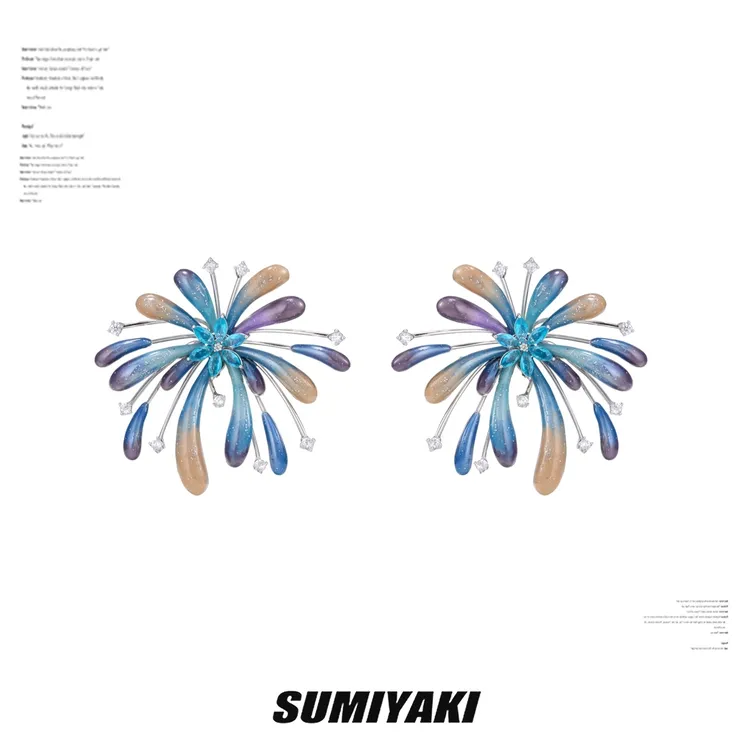 SUMIYAKI 烟火星辰耳环 纯手工渐变烟花耳钉