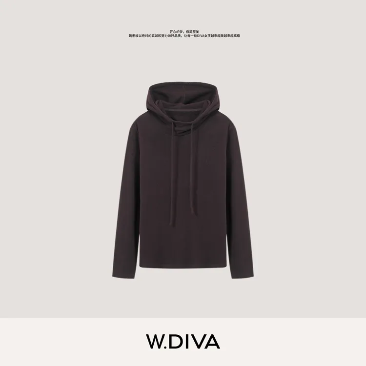 W.Diva【秋日秘密】街头松弛感连帽小堆领长袖卫衣慵懒风53T053052
