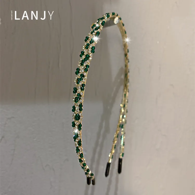 2023绿色细高发箍颅顶头饰气质洗脸新款百搭设计质感显白少女