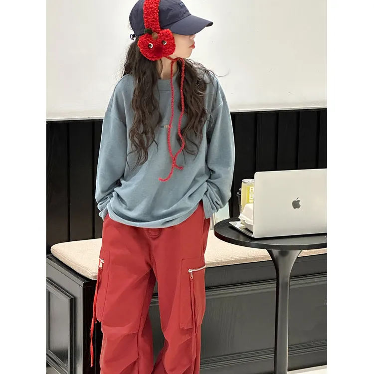 K29950孙小美半高领女童秋冬打底衫2025新款儿童磨毛加厚上衣T恤