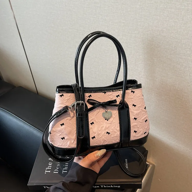 波点蝴蝶结手提包包女2025夏季新款潮时尚小托特包可爱百搭斜挎包