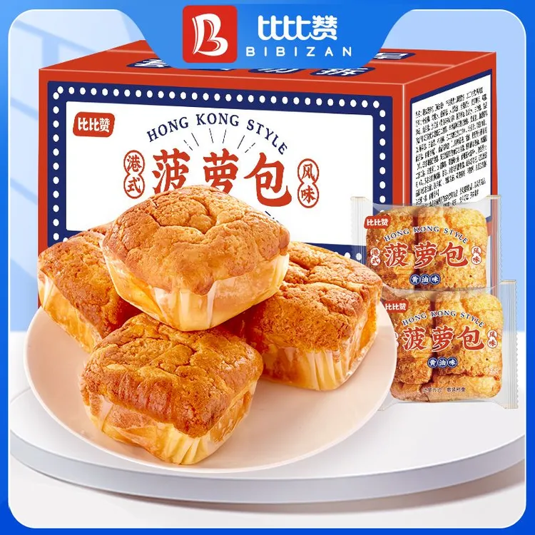 比比赞港式菠萝包黄油夹心面包早餐蛋糕休闲聚餐点心整箱批发