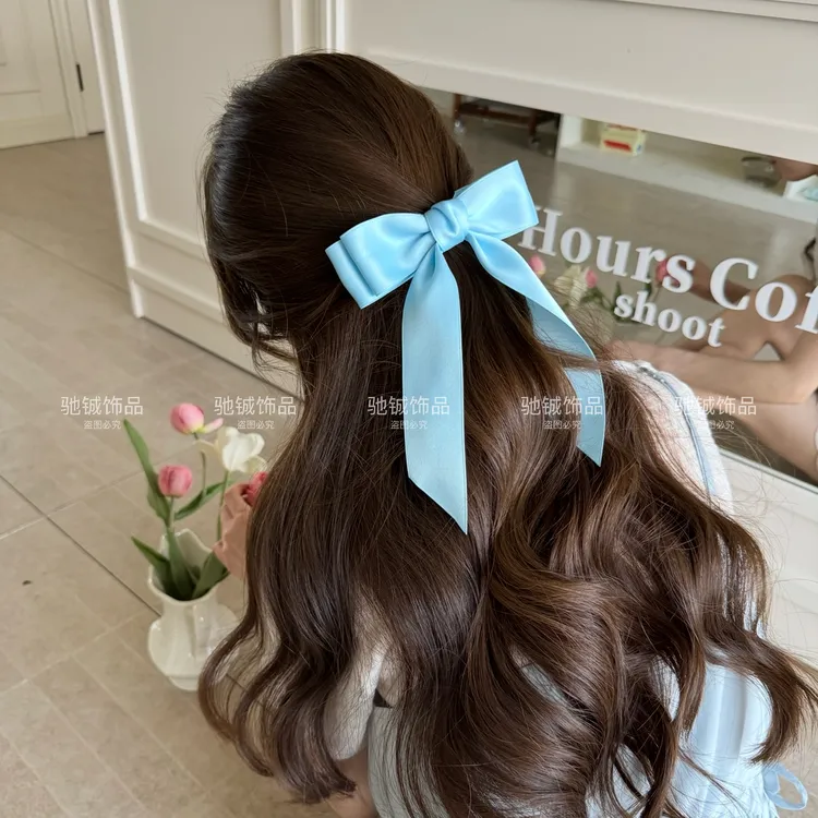 化身甜妹～超甜奶油风飘带蝴蝶结鸭嘴夹超大号后脑勺抓夹温柔发饰