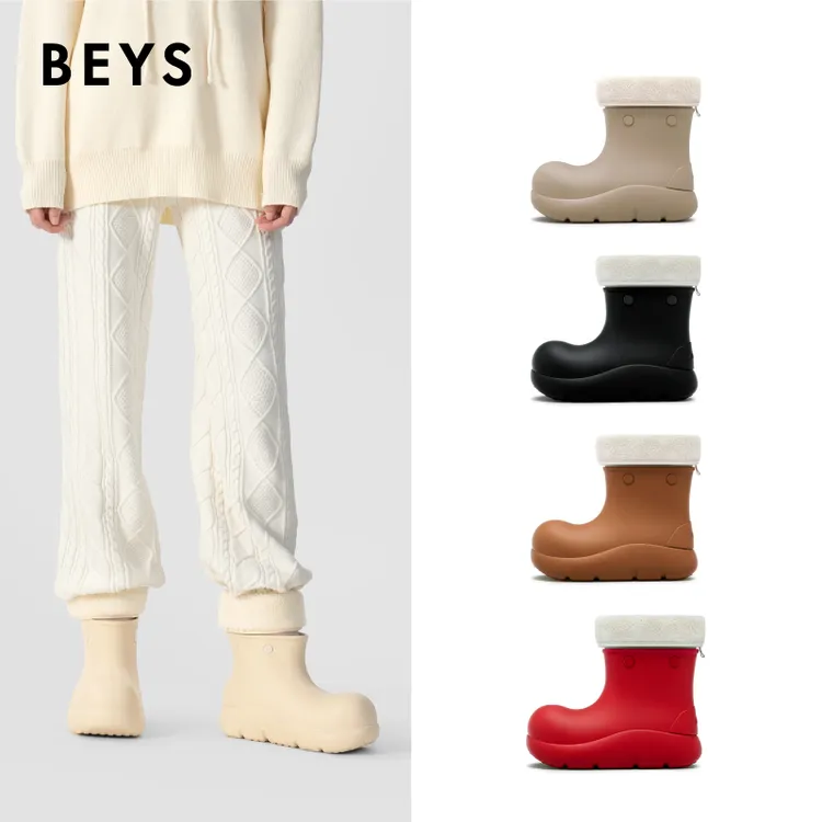 【明星同款】BEYS雪地靴小丑鞋厚底增高外穿轻便百搭秋冬保暖毛毛