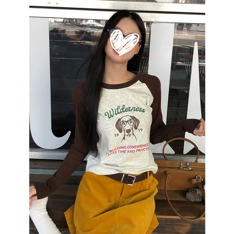 休闲简约打底衫长袖T恤女2025新款早秋百搭显瘦设计感小众ins上衣