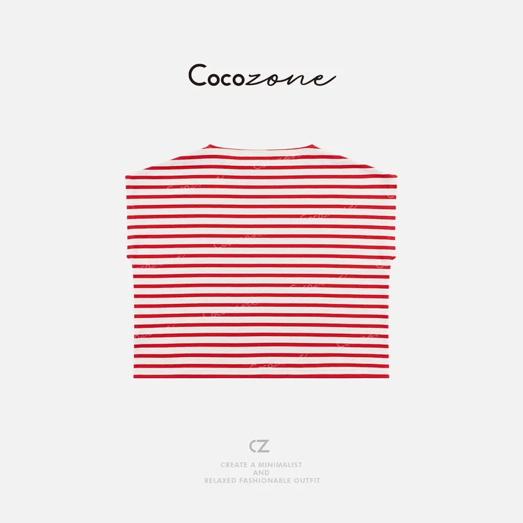 COCO ZONE 刘一一   【100棉】精致简约撞色条纹短袖T恤CD1A0920