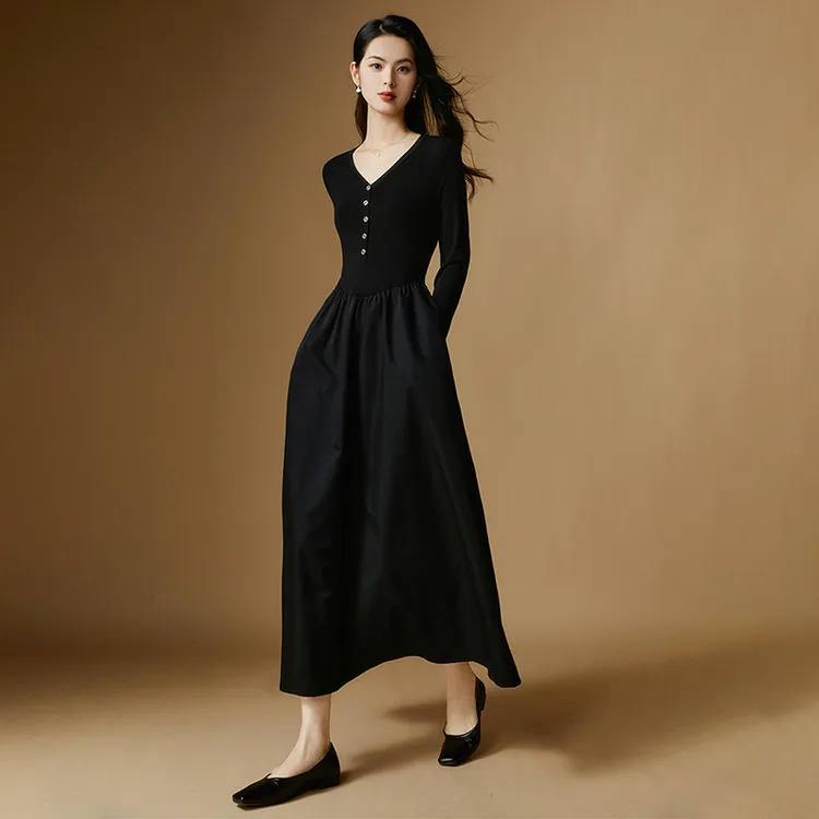 【断码清仓】2025裙子V领连衣裙25062518