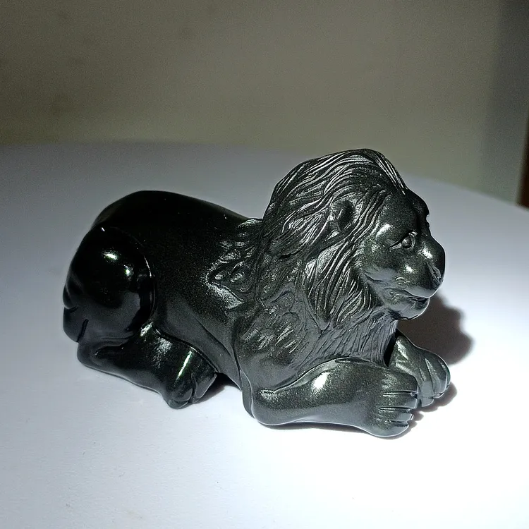 渭河黑金刚狮子小摆件手把件