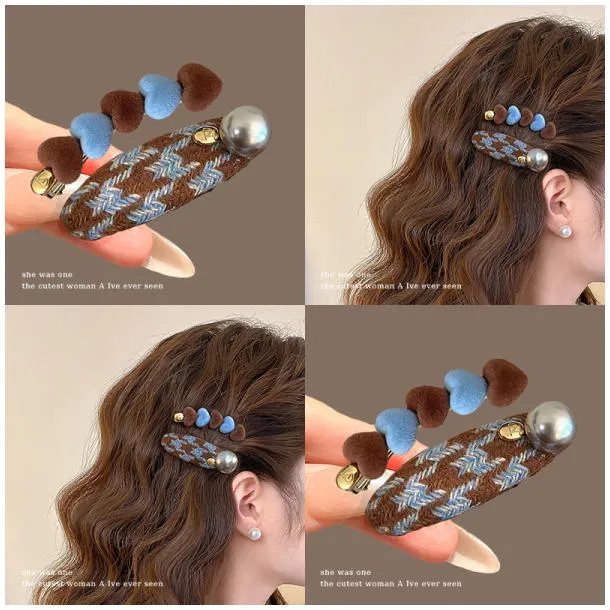 爱心撞色刘海侧边夹发夹高级感精致后脑勺碎发整理神器一字夹发卡