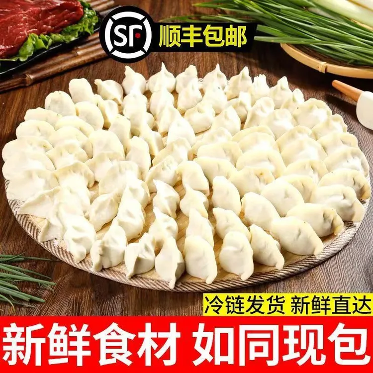 珍牛客（拍3斤送2斤）顺丰包邮5斤牛羊肉素馅韭菜鸡蛋健康大水饺