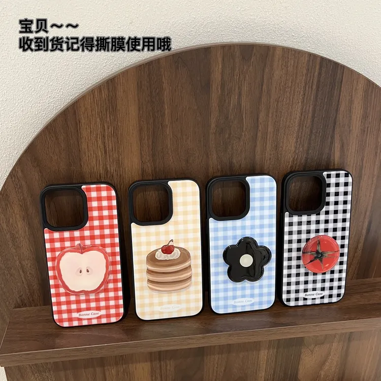 ins格纹亚克力水果支架苹果16手机壳14promax防摔15适用13pro防摔