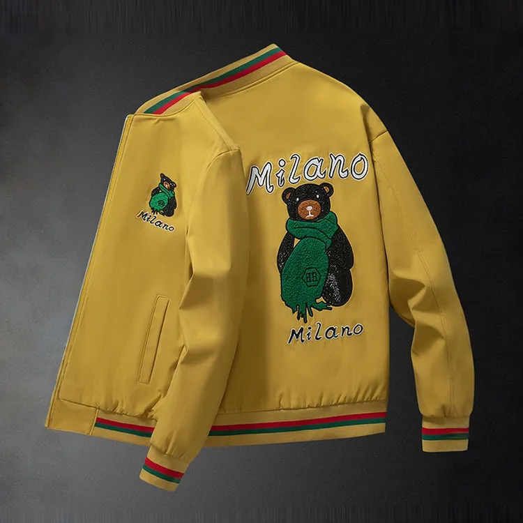 杜切得比秋季新款潮流休闲刺绣外套男士时尚百搭棒球领休闲夹克