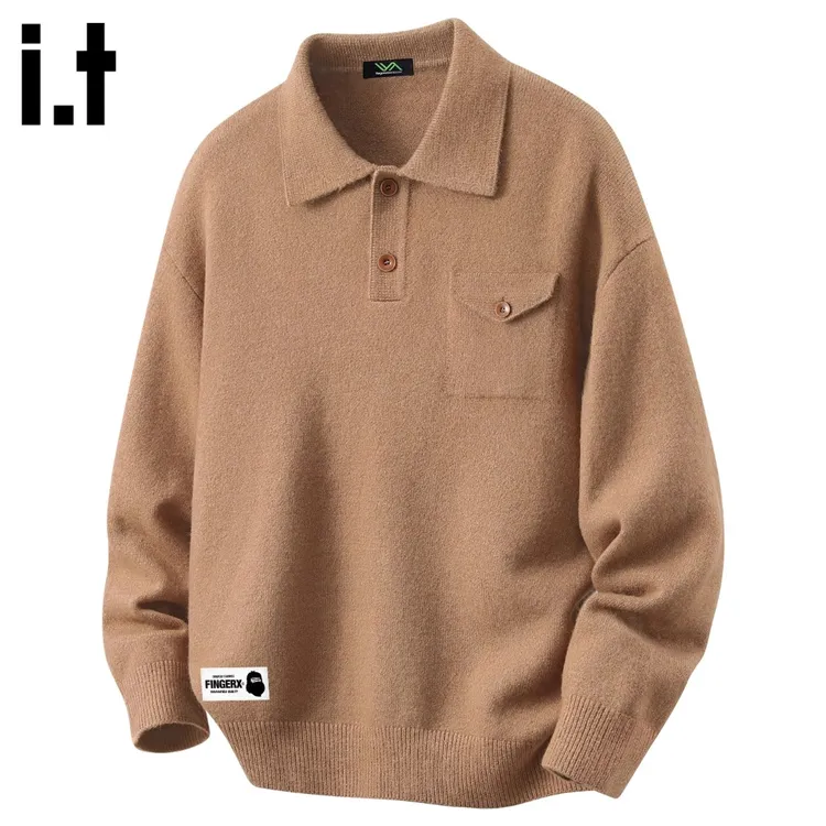 it FINGERCROXX针织衫男秋冬季polo领毛衫2025新款美式内搭套头衫