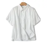清 清 清」夏季新款白色短袖衬衫！精梳棉/翻领小众衬衣 L43161