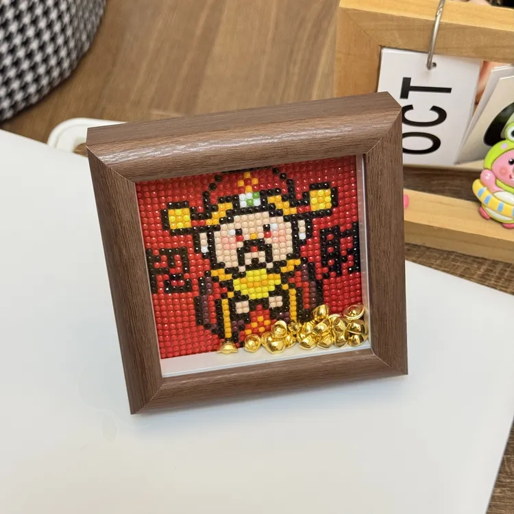 手工钻石画新中式财神福字diy中空带框创意手作礼品贴钻摆台装饰