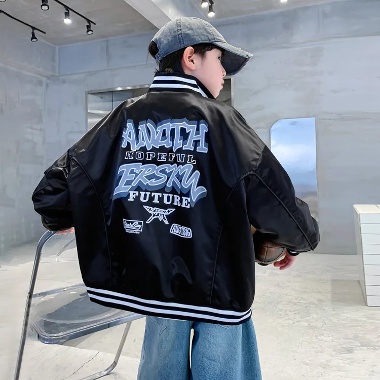 男童秋季韩范运动棒球服外套2025新款青少年儿童春秋撞色防水夹克