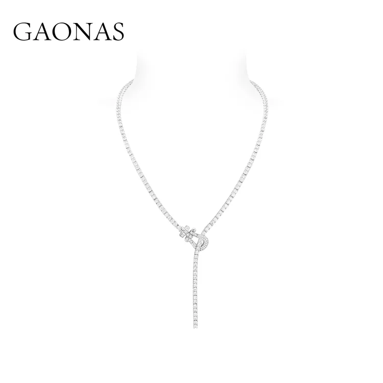 GAONAS远航者 时尚奢华白色设计y字毛衣链项链11602XW