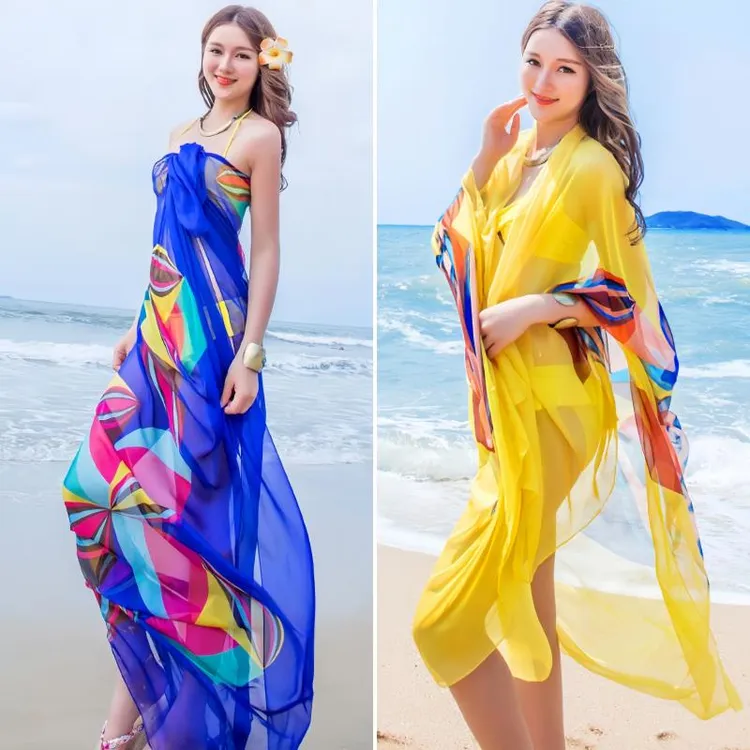 云南旅游穿搭防晒长披肩女夏季海边度假拍照丝巾沙滩巾比基尼纱巾