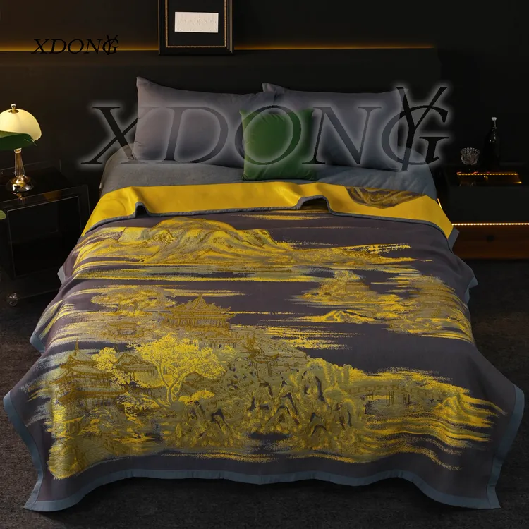XDONGY（冬云家纺）200*230国风臻品 织金宋锦 江山如画 床盖毯