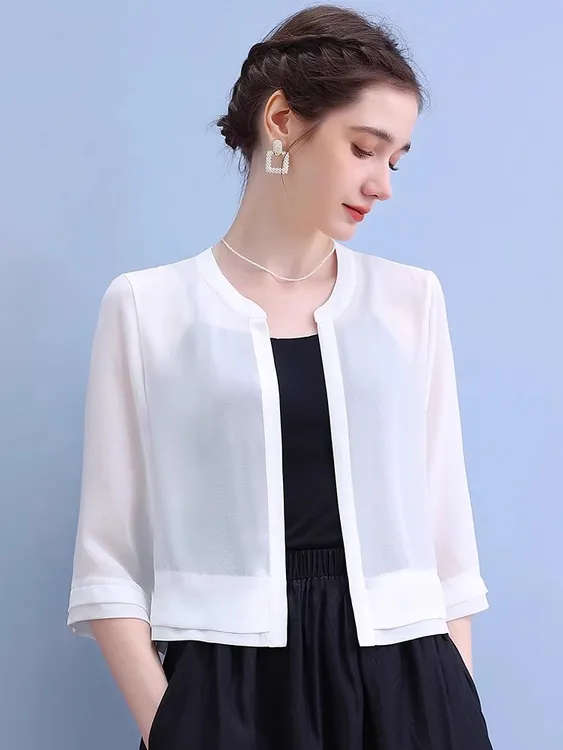 雪纺小披肩女夏季搭配吊带裙子的薄款开衫外套2025新款防晒上衣女